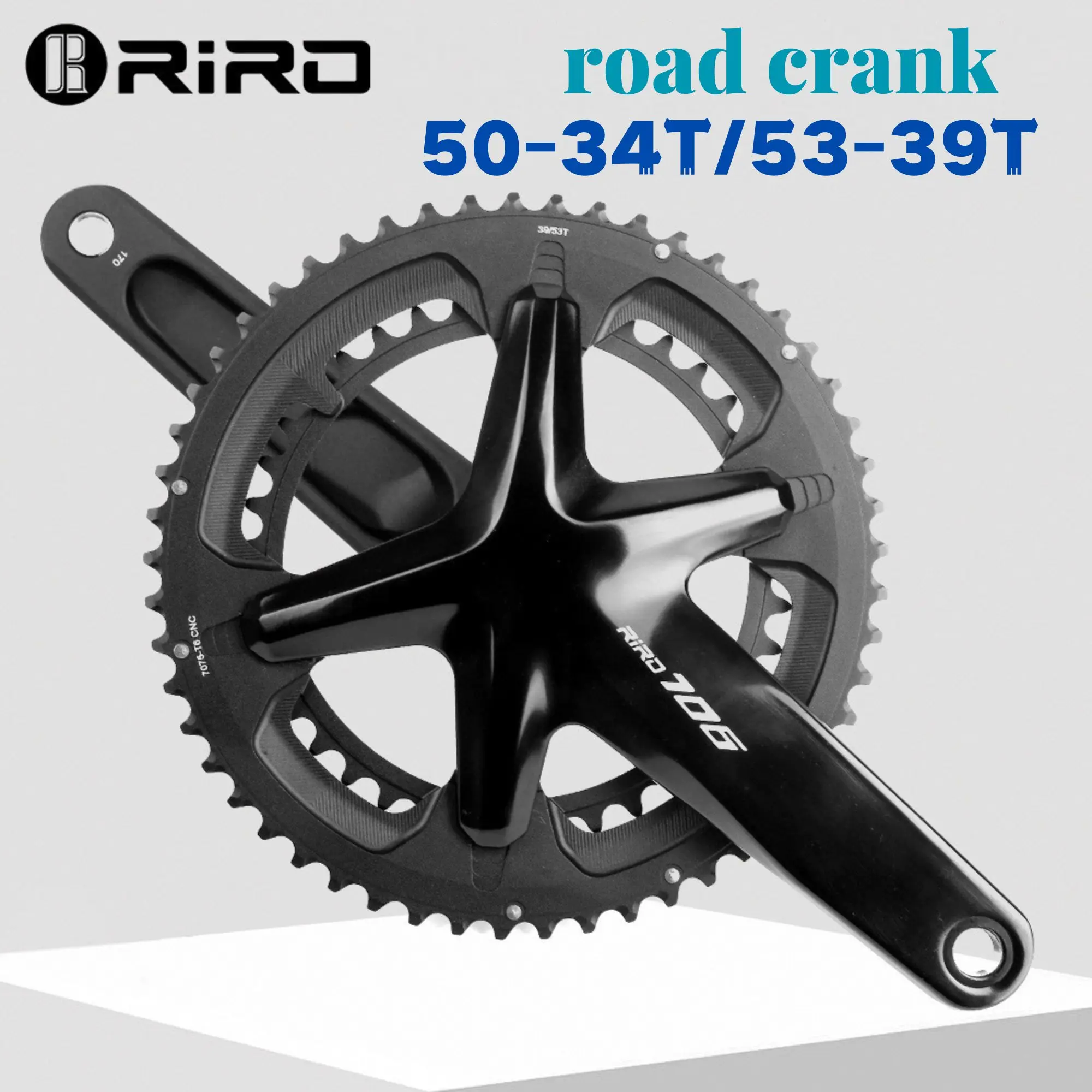 

RIRO 105 R7000 Road Bike Crankset Double Chainring Supports 11-12 Speeds 7075 Aluminum Alloy Twin Disc 50/34T 53/39T ForShimano