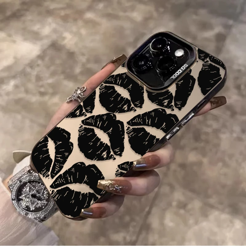 Black Lip Print Sexy Phone Case - Stylish Protective Cover