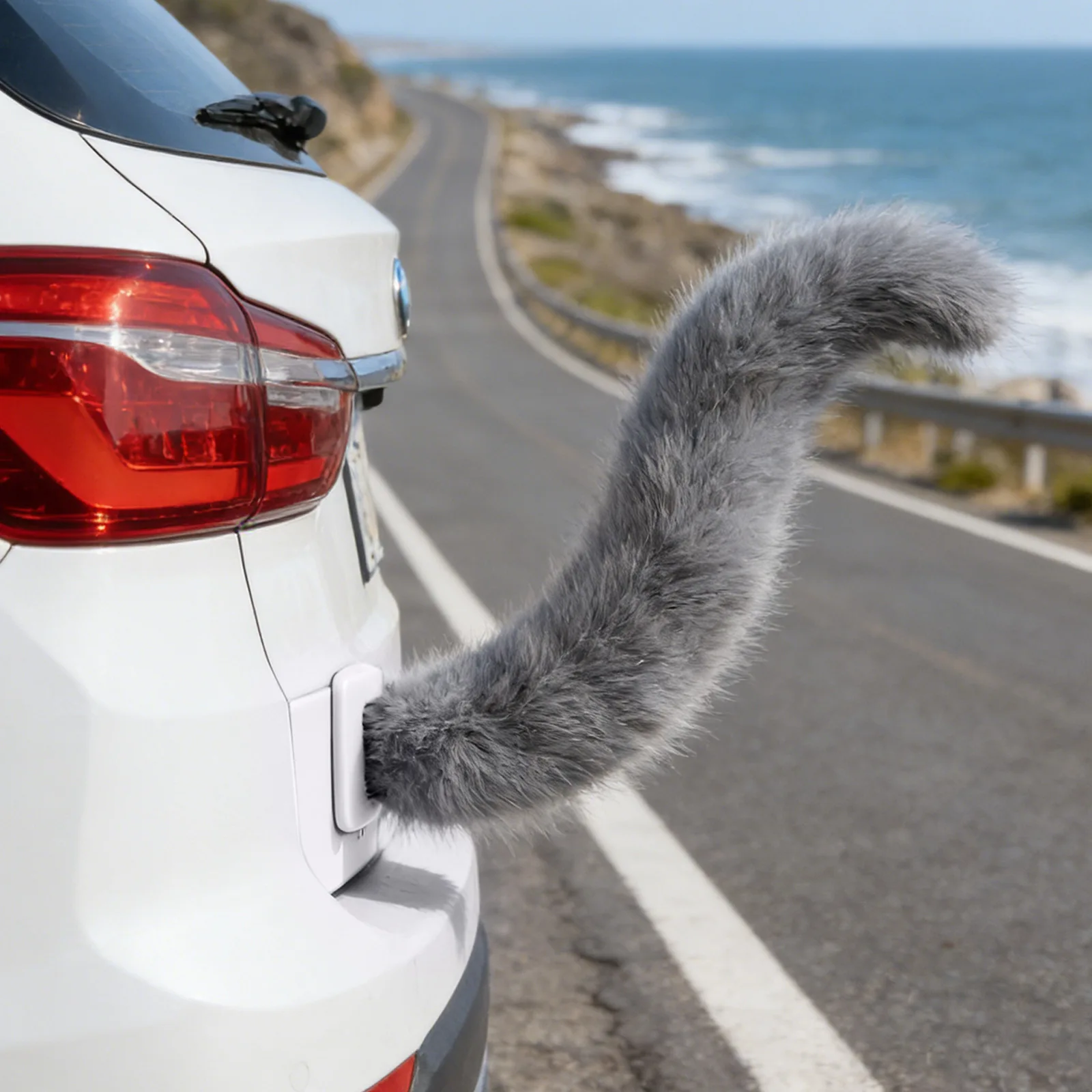 Coda in Pelliccia Sintetica per Decorazione Auto, Ornamento Carino e Soffice per Paraurti Posteriore, Accessorio Divertente a Forma di Coda di Animale per Auto, Camion e Scooter - immagine 4