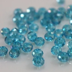 Isywaka Pink Silver Faceted Crystal Glass Spacer Beads for Jewelry Making, 50pcs (Lake Blue)