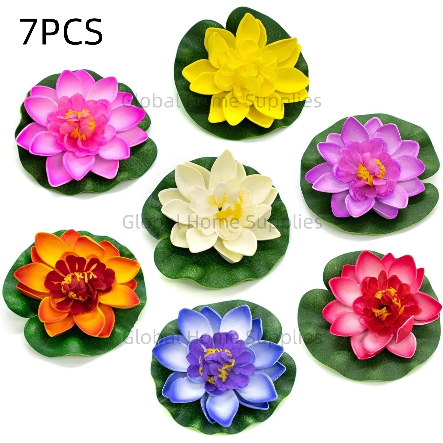 7er-Pack künstliche schwimmende Schaumstoff-Lotusblumen Seerose Teichpflanzen Hausgarten 10 cm/4 Zoll Durchmesser schwimmende Teichdekoration Dekoration – Detail 1