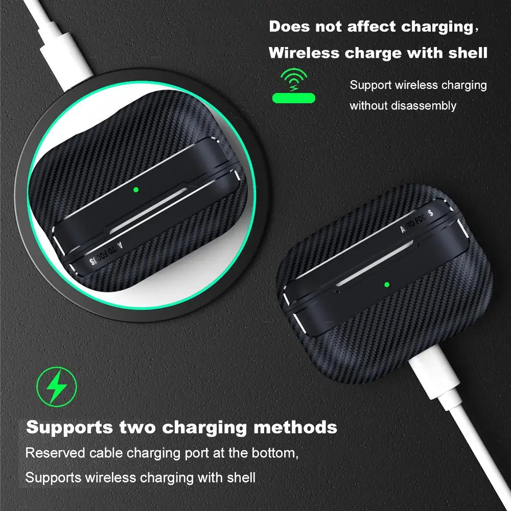 Carbon Fiber Earphone Cover with Hook - Compatible with AirPods Pro
