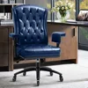 Office Chair with Rubber Wheels and Armrests,PU Leather Home Office Desk Chairs Comfortable Computer Chairs for Adults 1