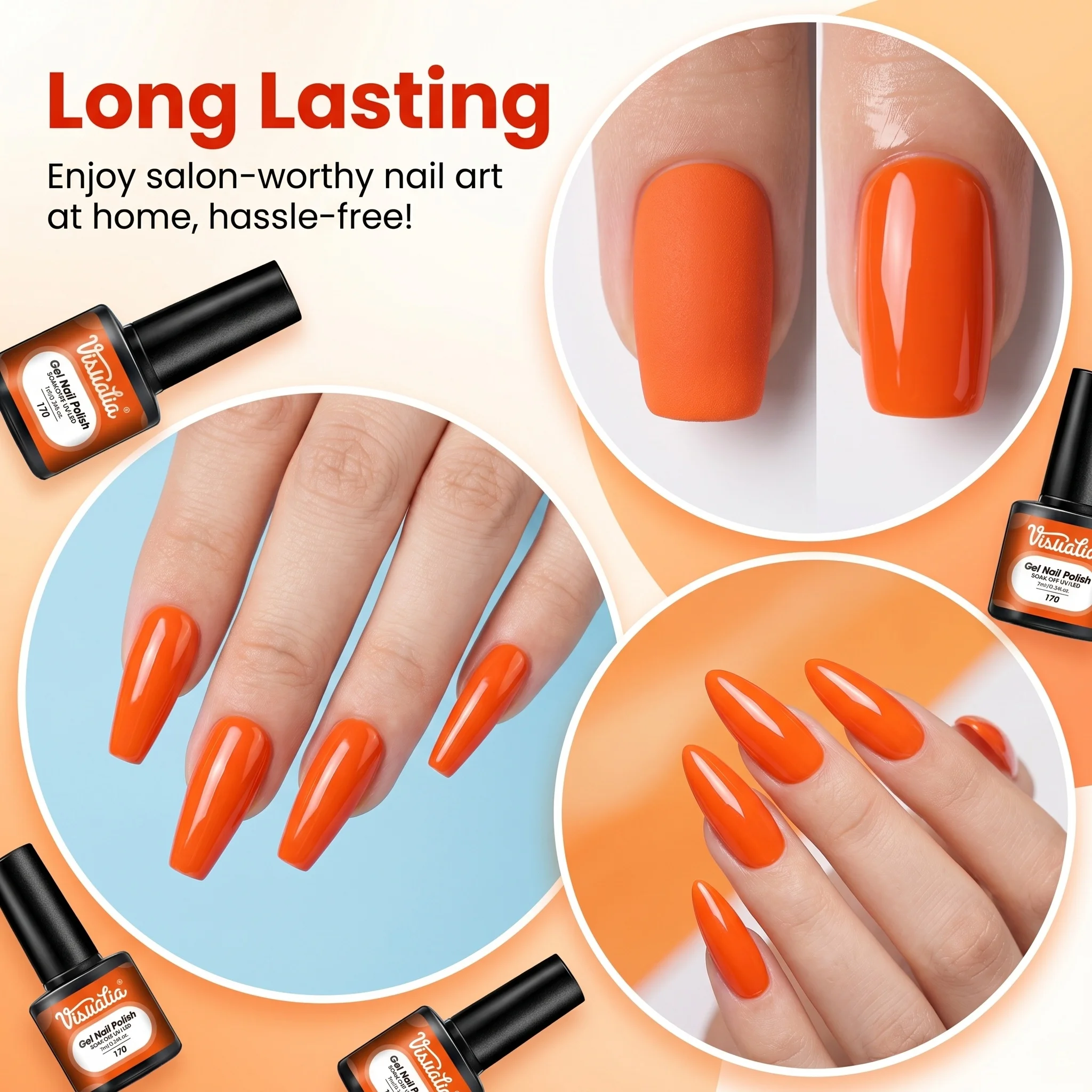Vibrant Orange Gel Nail Polish – Long-Lasting & Easy Application