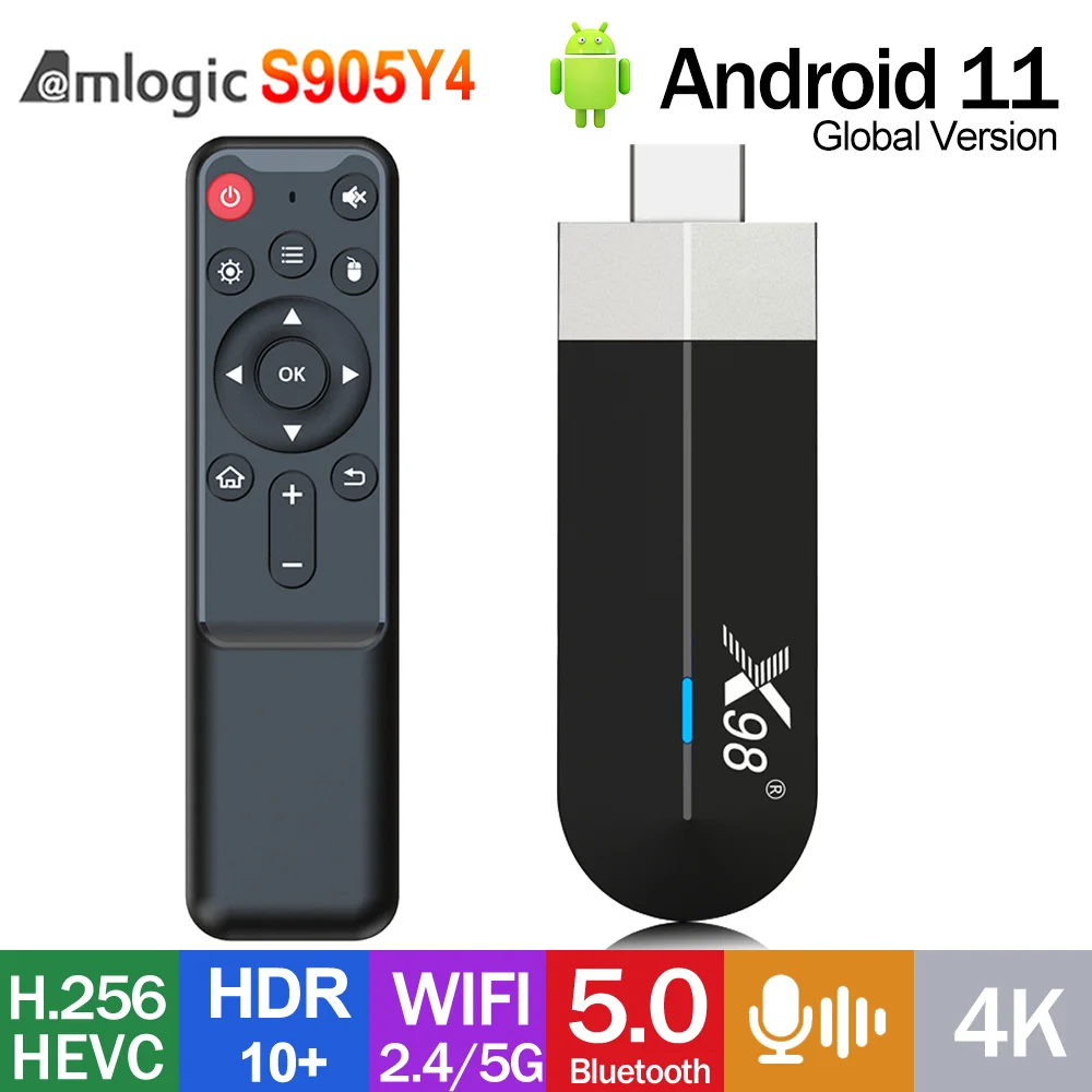 New 4GB 32GB X98 S500 Android 11 TV Stick Amlogic S905Y4 Quad Core AV1 ...