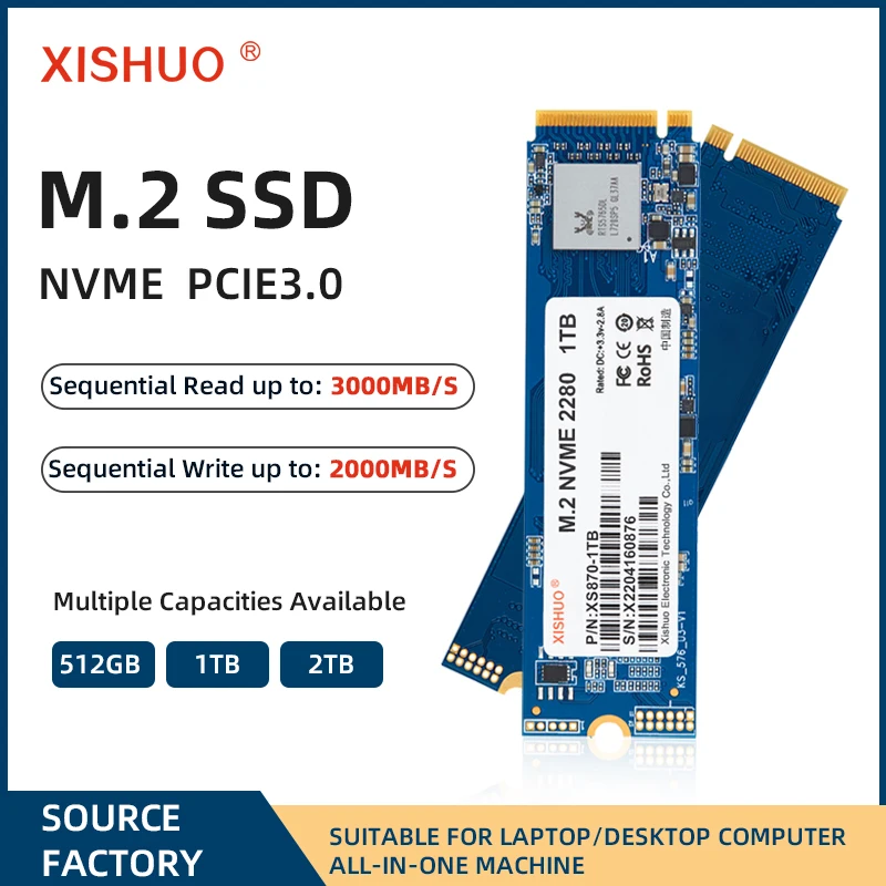 XISHUO SSD M2 512GB NVME SSD 1TB 128GB 256GB 500GB SSD M.2 2280 PCIe3.0 dysk twardy wewnętrzny dysk półprzewodnikowy do laptopa