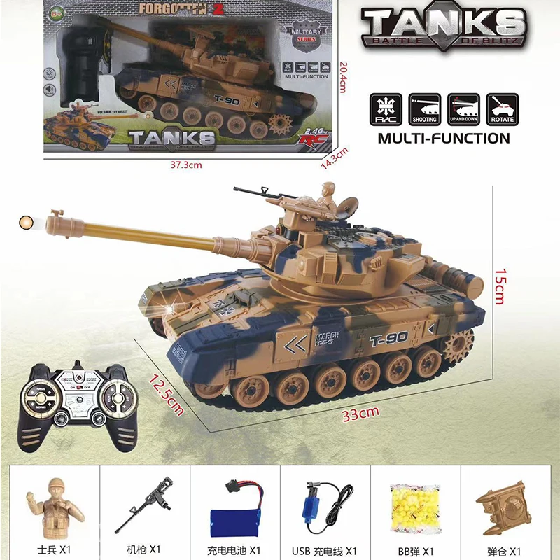 T-90 RC Tanks 2.4G Battle Tanks Launchable Cross-Country Tracked Remote Control Vehicle Charger Battle Toys Children Gift 4