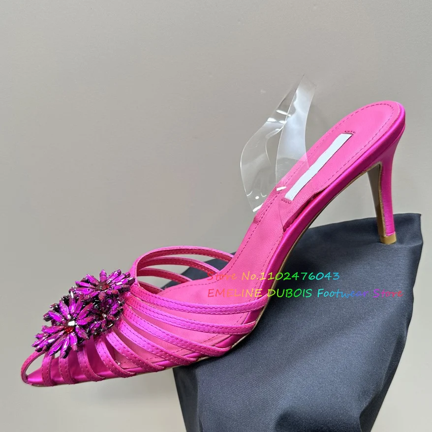 

Сандалии на высоком каблуке с инкрустацией стразами, женские туфли на шпильке с острым носком, женская свадебная обувь с цветочным орнаментом, Женская Классическая обувь