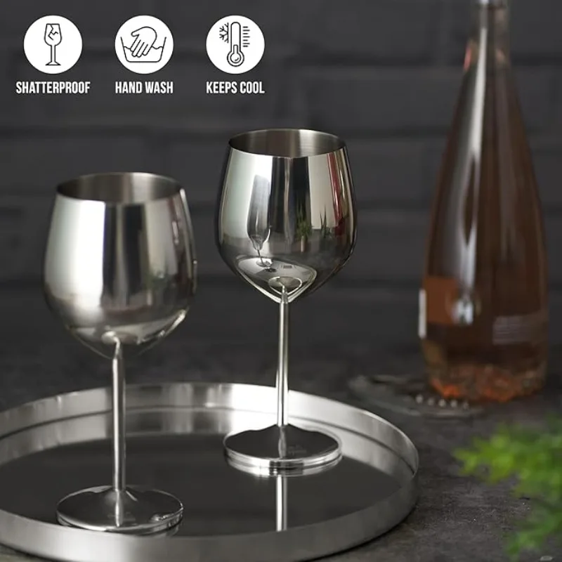6PCS New Stainless Steel Cocktail Creative Metal Wine Bar Restaurant Champagne Red Wine Glass Barware Cup