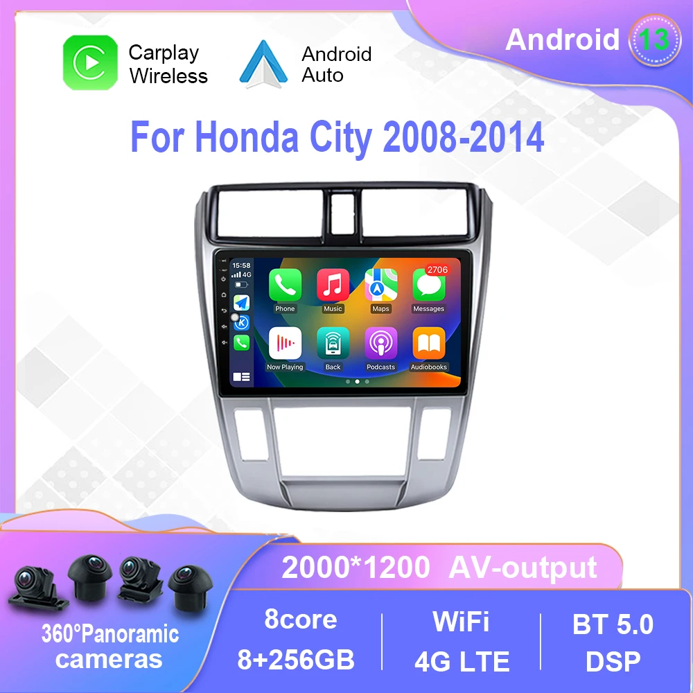 

Android 12.0 For Honda City 2008 - 2014 Car Radio Multimedia Video Player Navigation stereo GPS Carplay 4G WiF No 2din 2 din dvd