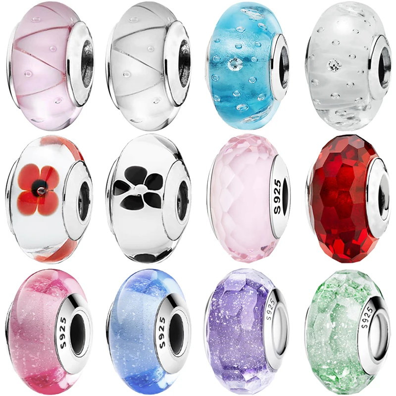 Bamoer Sterling Silver Murano Glass Glaze Bead Charm – For Bracelets & Jewelry Making