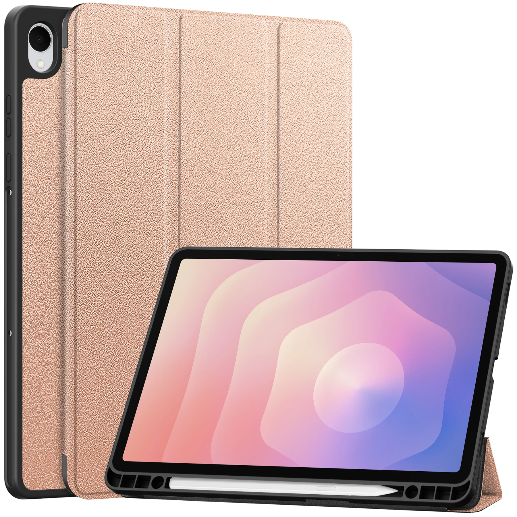 Enhanced Tri-Folding Flip Stand Case with Pencil Holder