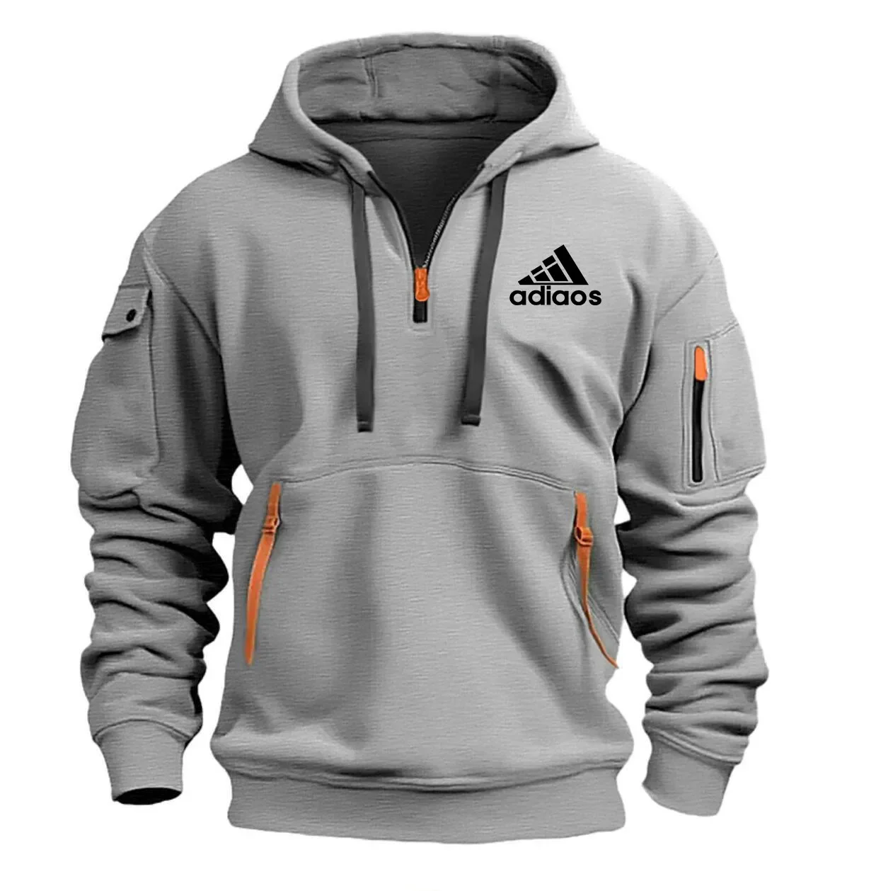 Suéter con capucha para hombre, novedad de primavera y otoño de 2024, con múltiples cremalleras y bolsillos en los brazos, jersey para hombre, abrigo deportivo informal de moda