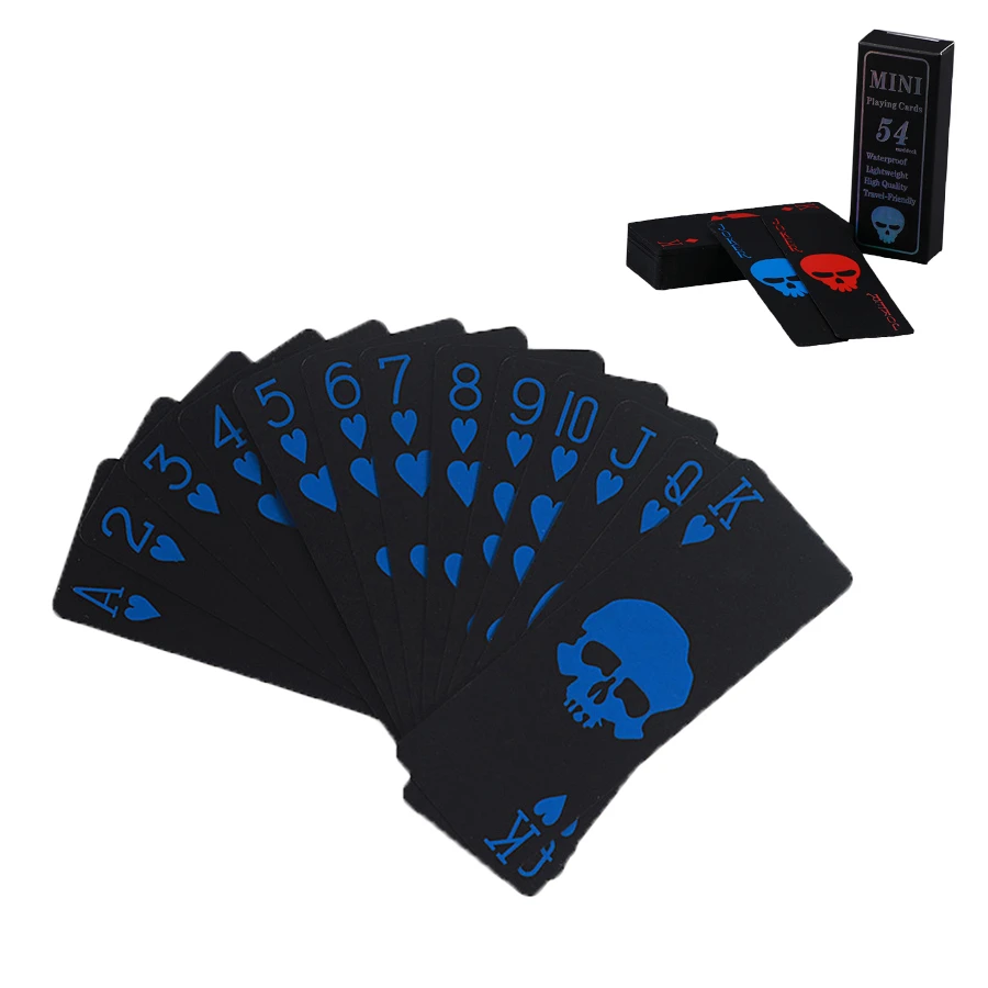 Playing Cards 55Pcs PVC Waterproof Plastic Golden Skull Poker Set In Case Washable Flexible Deck Mini One Game playing cards plastic playing cards poker set