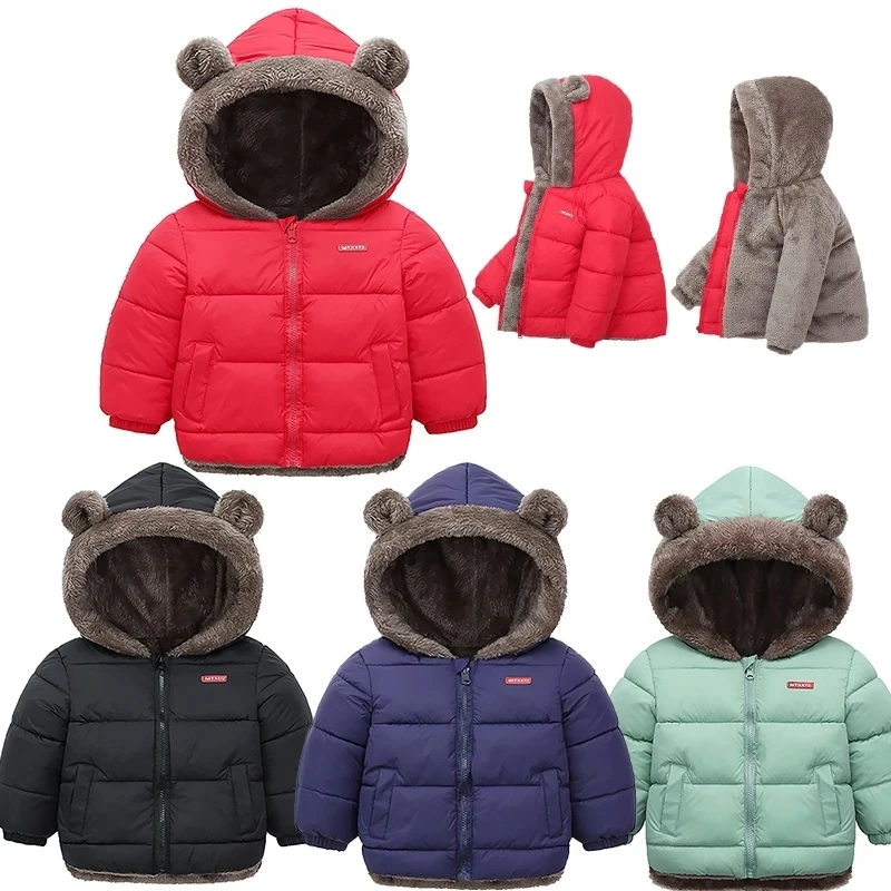 XUANMU Baby Boys Girls Jacket Hooded Cotton Outerwear Children's Thick Fleece Coat Cashmere Padded Jackets Winter Boys Girls Warm Coats XB131_voghion.com
