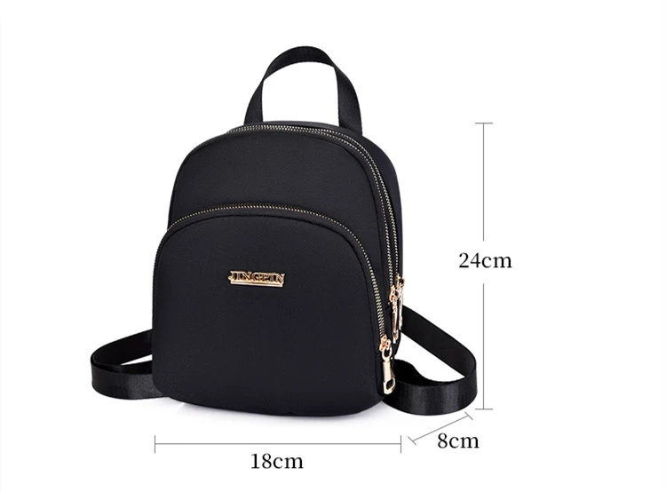 Women Backpack Compact Small Waterproof Oxford Cloth  Mini Backpack Wild Solid Color Korea Japan Student Mobile Phone Bag