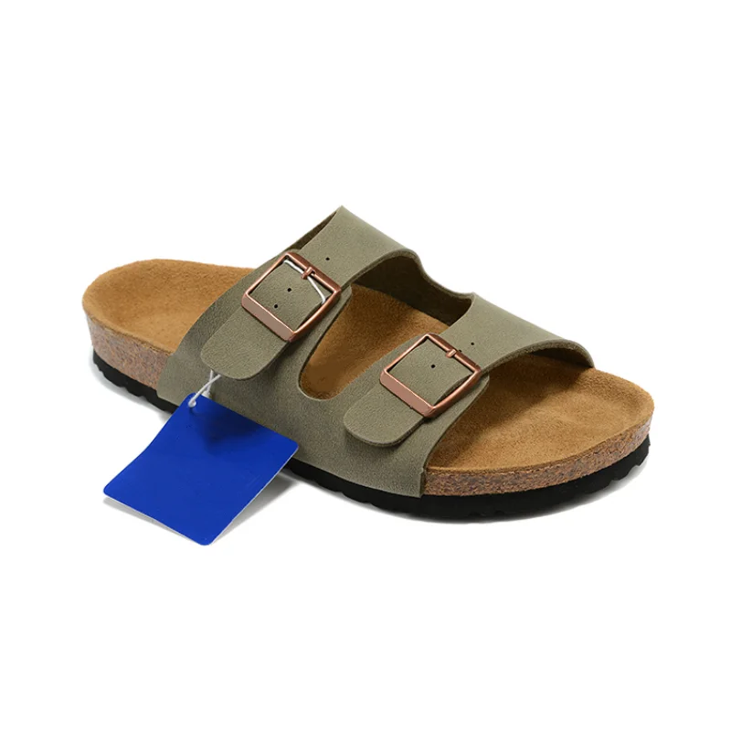 Summer Birken Women Slipper Arizona Sandals Outdoor Flats Casual Shoes Fashion Leather Buckle Beach Cork Slipper Man Flip-flops