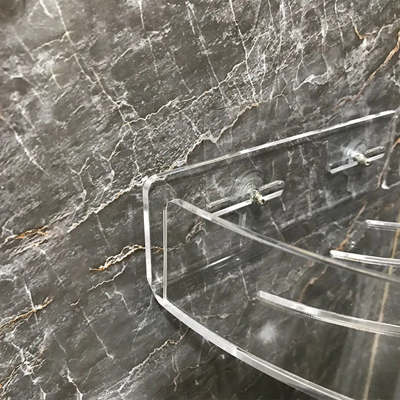 Acrylic Corner Bathroom Shelf , Bathroom Clear Floating Shower Corner Shelf No Drilling Soap and Shampoo Holder Organizer Rack 6