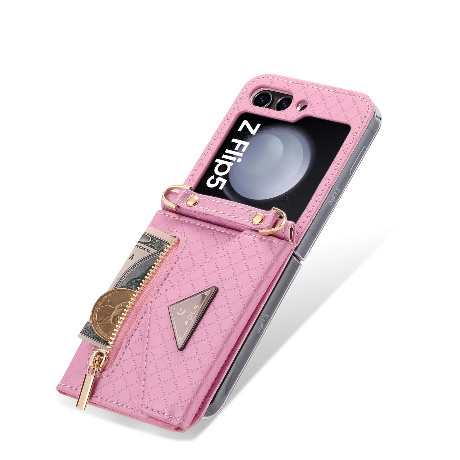 Zipper Leather Wallet Case with Card Holder & Wrist Strap – Magnetic Folio Handbag Cover