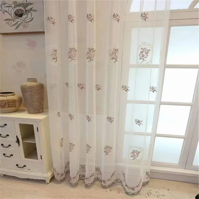 European White Embroidered Voile Curtains For Bedroom Window Curtain For Living Room Sheer Curtains Blinds Custom Made Drapes