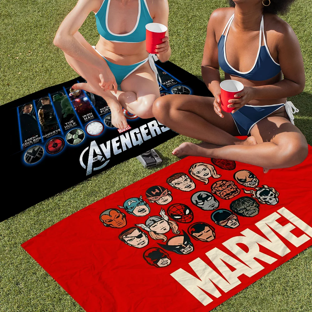 Avengers Marvel Logo Microfiber Blanket Quick Drying Beach Towels Oversized Printing Super Absorbent Pool Towel Blanket 6