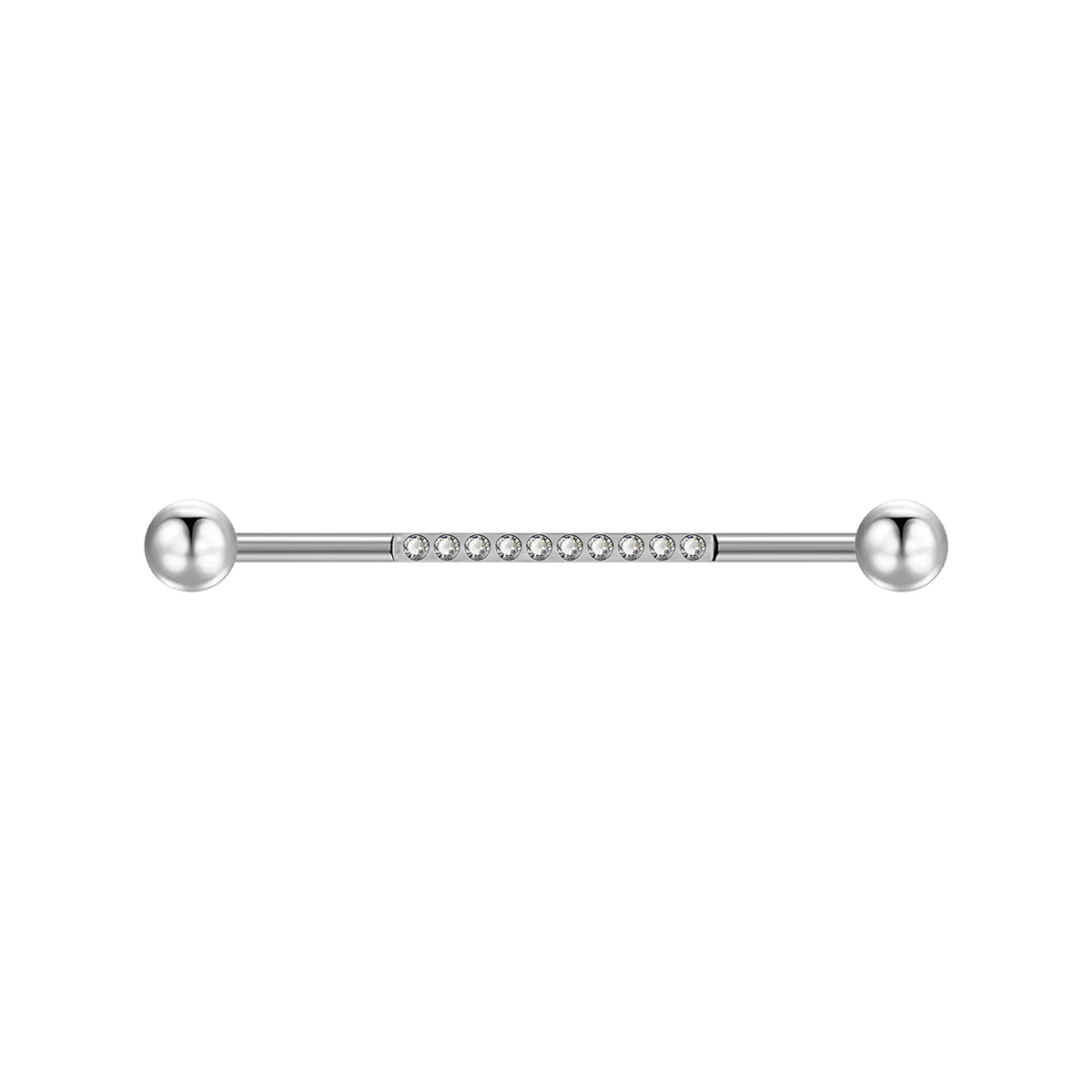 Herzförmige Zirkon-Kristall-Kirsch-Edelstahl-Industrie-Langhantel-Ohrringe, 14 g industrielle Ohrringe, Tragus-Knorpel-Schmuck – Detail 6