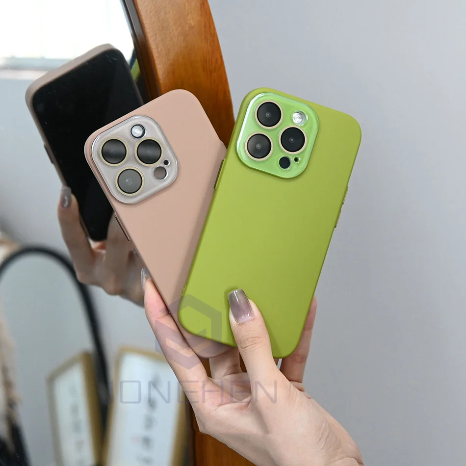 Luxury Crystal Lens Glass Protection Slim Matte Shockproof Case - Solid Color, Hard PC Cover