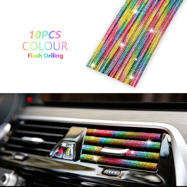 Universal Car Air Outlet Decorative Strip Car-styling Diamond Interior Moulding Air Vent Trim Conditioner Grille Sticker