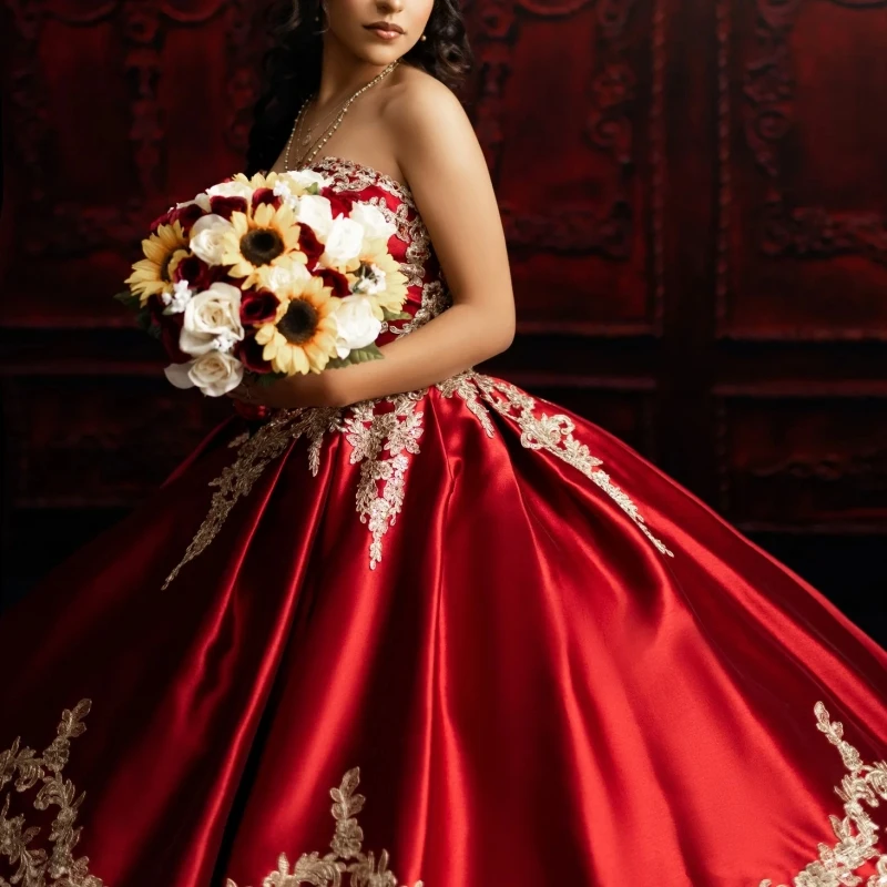 

Великолепные красные платья Quinceanera милое кружевное милое платье с аппликацией для 16 праздников платья 15 лет 2023