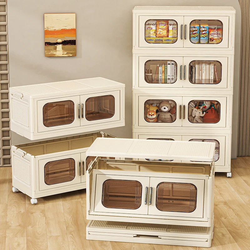 다기능 대형 접이식 옷장 접이식 보관함, 거실 캐비닛, 두꺼운 보관 캐비닛, 침대 옆 테이블