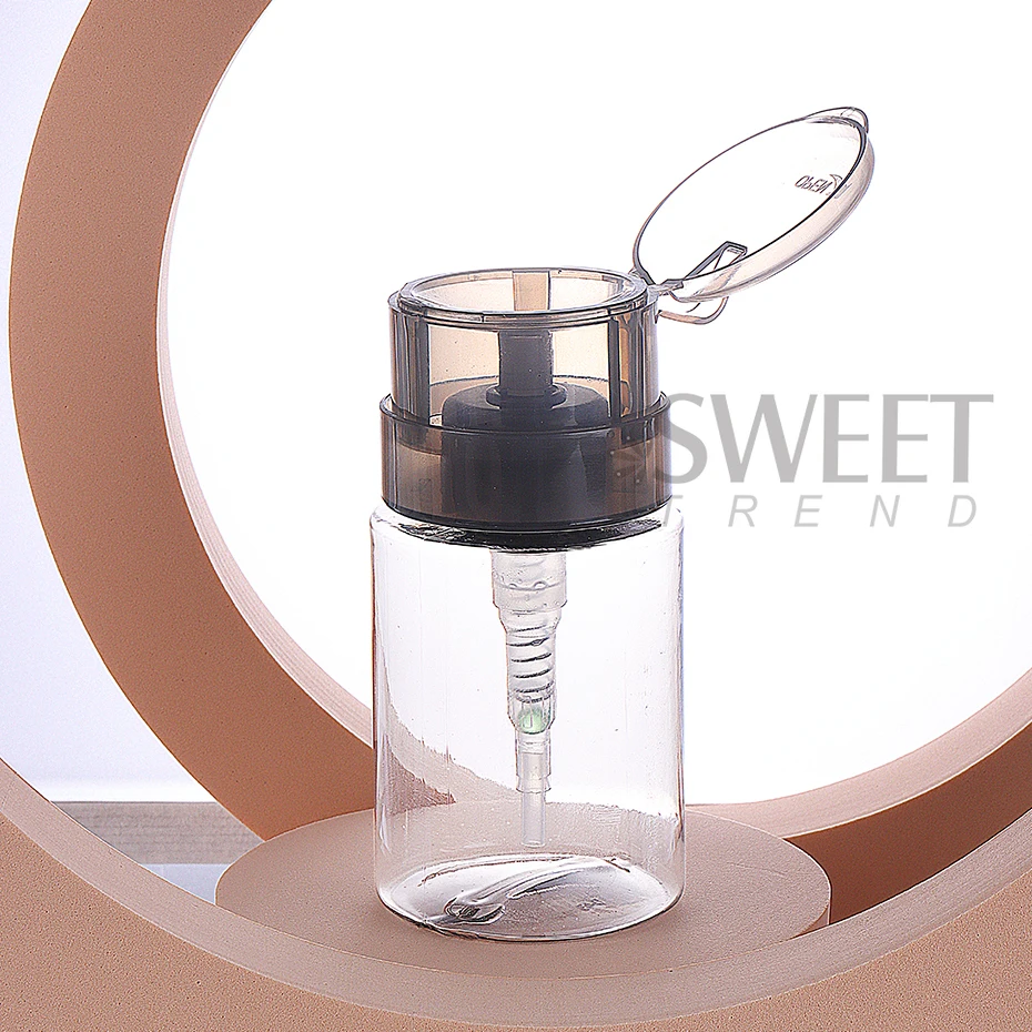 Description Picture 6 of item100ml Nail Refillable Empty Press Pump Bottle Clear Black Dispenser Liquid Container Remover Cleaner Polish Makeup Manicure Tool