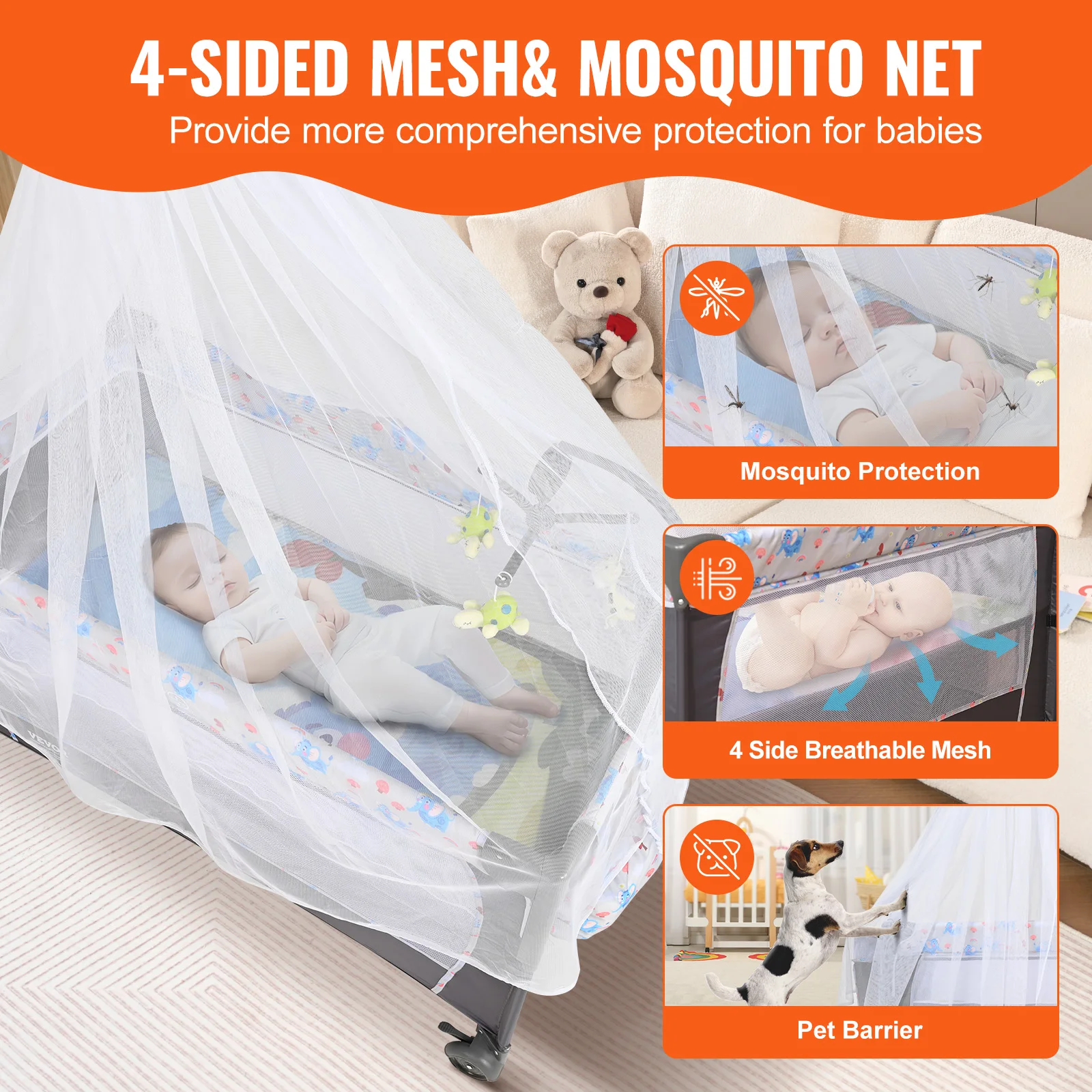 Baby Bassinet 77 pounds Load Capacity Easy to Fold Portable Bedside Sleeper Storage Basket Wheels baby bassinet