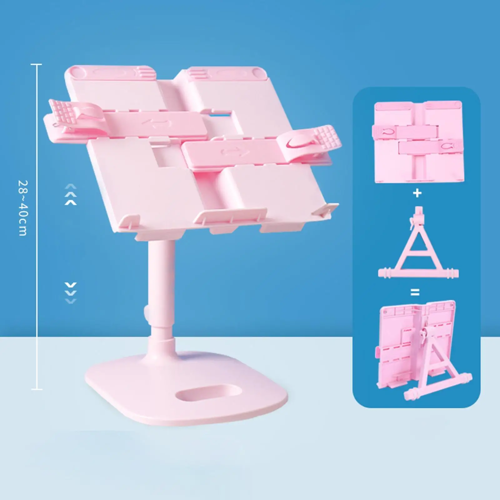휴대용 책 거치대 조절 가능한 독서 레스트, 요리 책 스탠드, 휴대폰 스탠드, 요리 책 교과서 태블릿 홀더