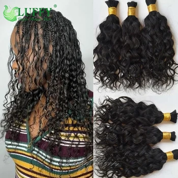 Bulk Human Hair for Braiding Water Wave No Weft Double Drawn Full End Burmese Wet and Wavy Human Hair Extensions for Braids 1