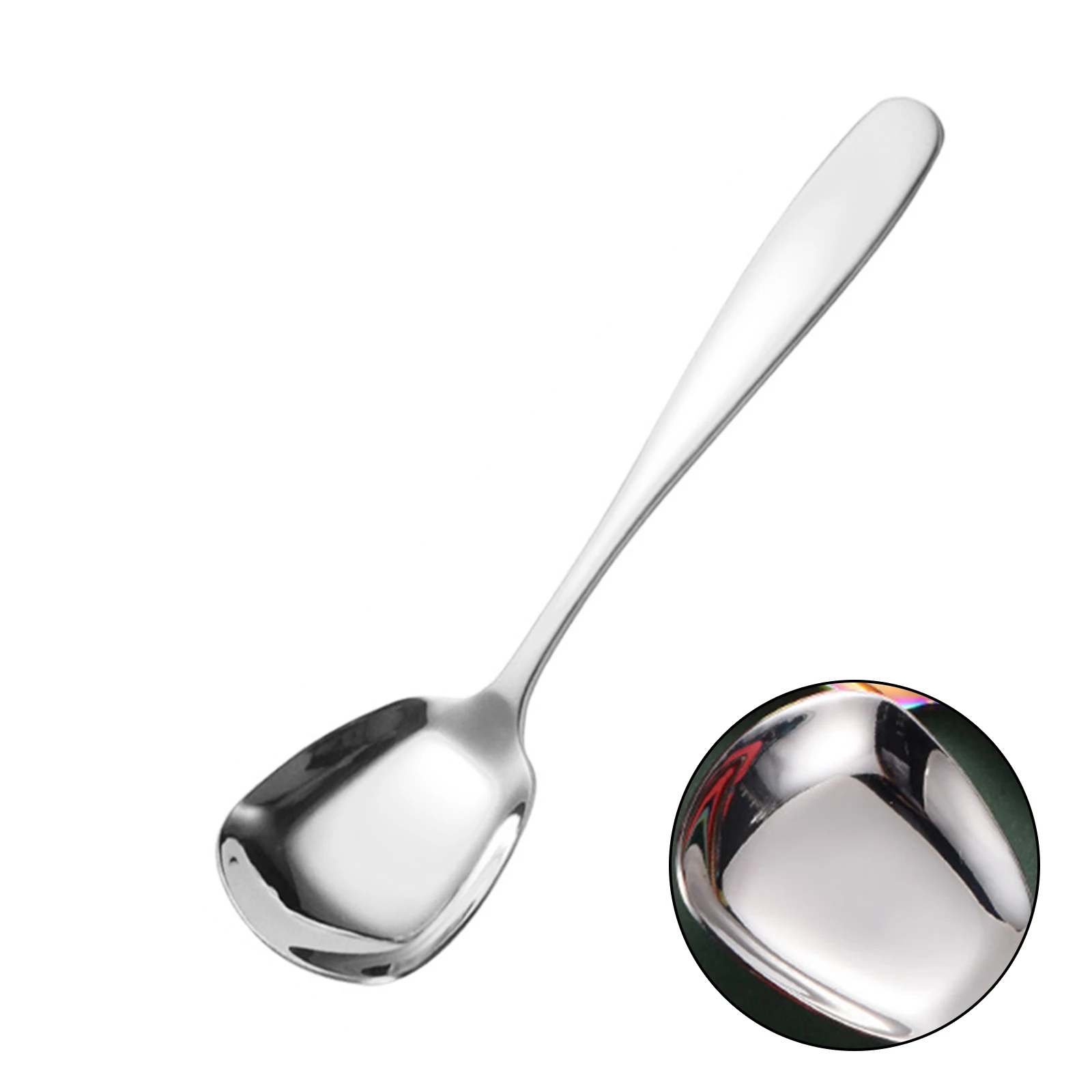 

Korean Square Head Spoon Stainless Steel Tableware Teaspoons Home Rice& Soup Spoons Gold Dessert Ice Cream Shovel Utensils