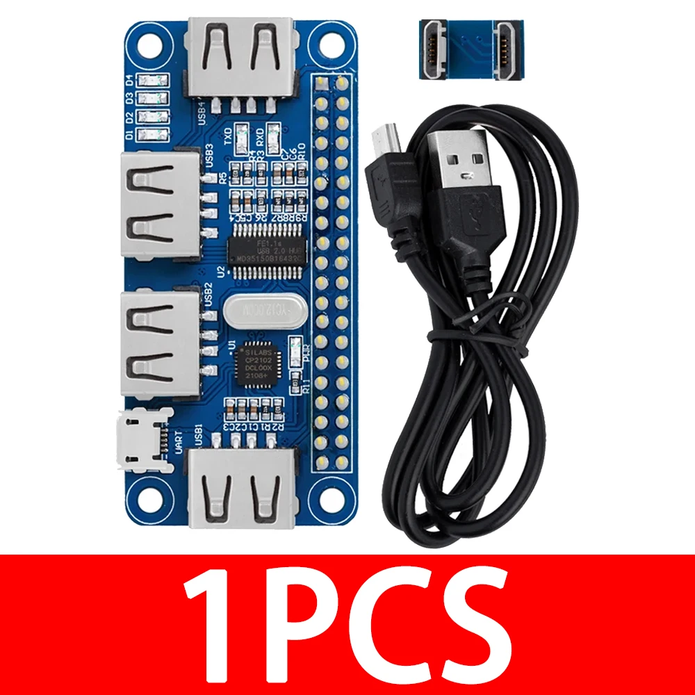 Enhanced USB Hub HAT Extension Board with Serial Debugging Functionality