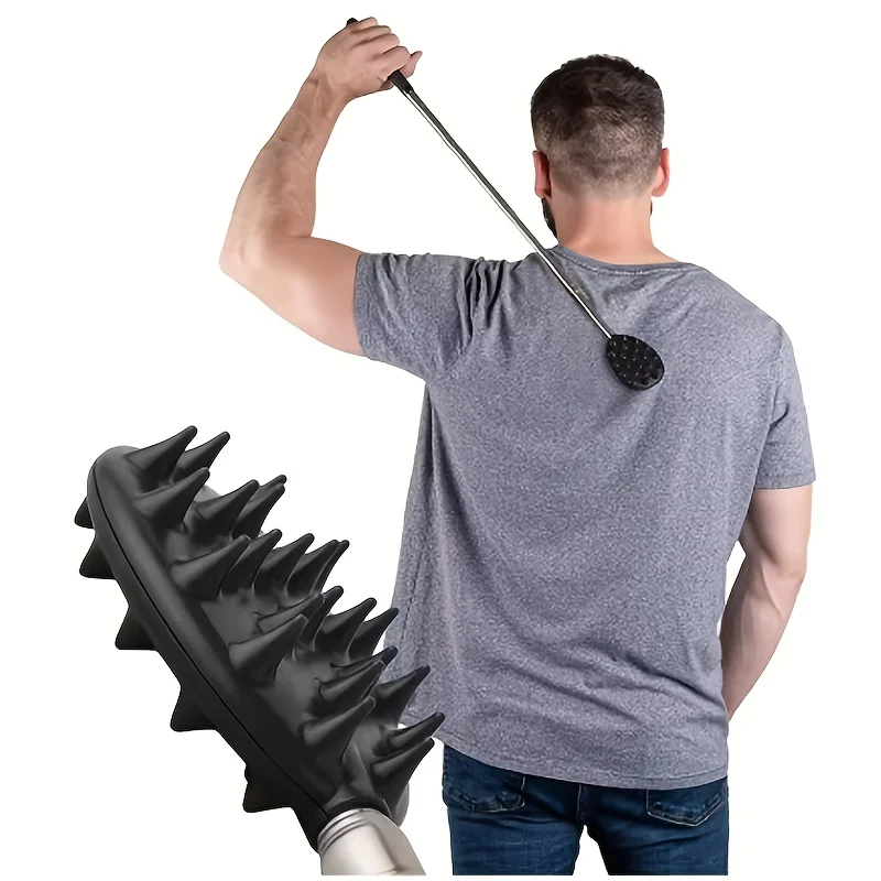 Extendable Cactus Back Scratcher, 1/4" & 1/2" Spikes, Heavy Duty PVC, Portable for Travel, Adjustable Length