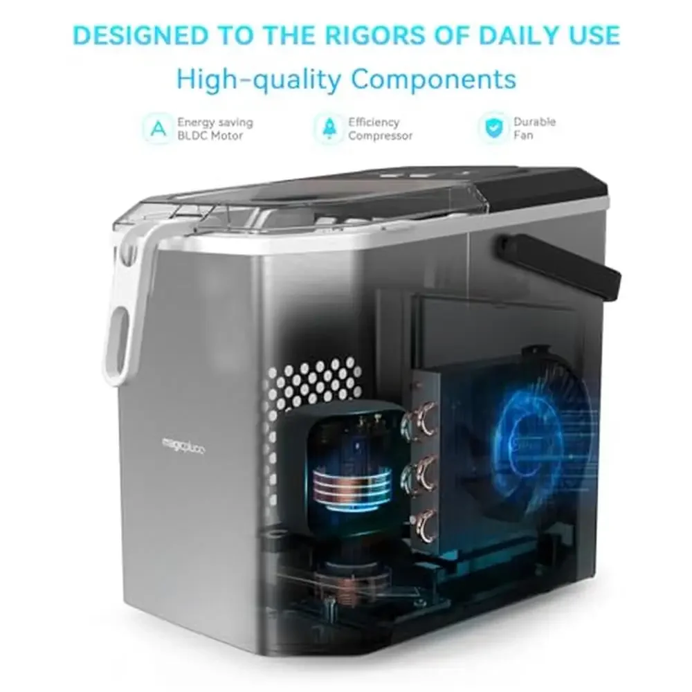 Compact Ice Maker Machine 26.5 lbs Daily 9 Bullet Ice Cubes 6 Mins Self-Cleaning 4