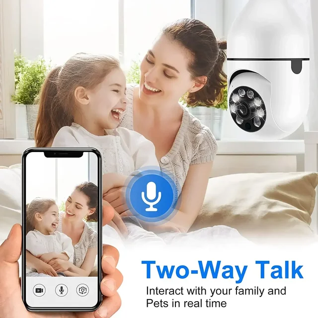 Tuya Câmera de Vigilância Em Casa Inteligente, Noite HD Vídeo de Segurança, Suporte Two Way Audio, Movimento Móvel, Lâmpada E27, Wifi, 2.4G 4