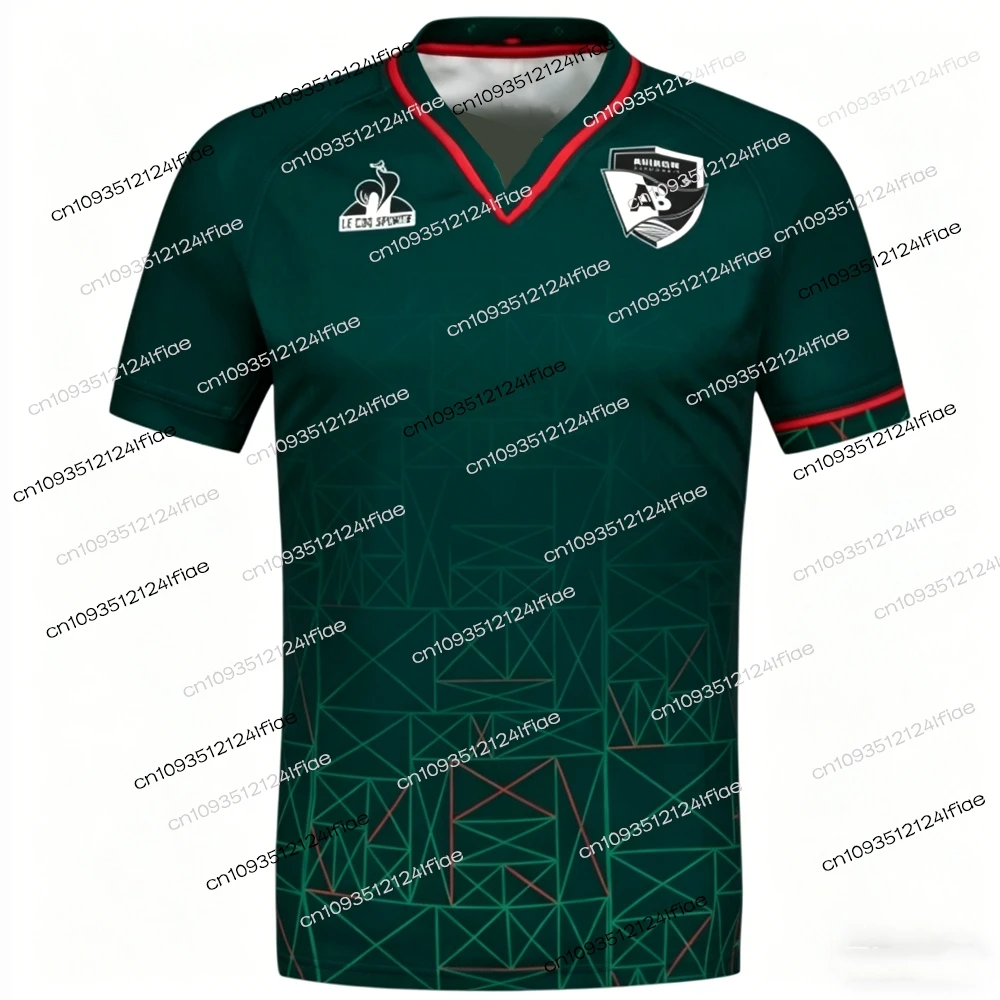 Nieuw Frans AVIRON BAYONNAIS rugbytrainingspak uit 2026, sportkleding met V-hals, ademend en sneldrogend, geschikt voor buitensporten._voghion.com