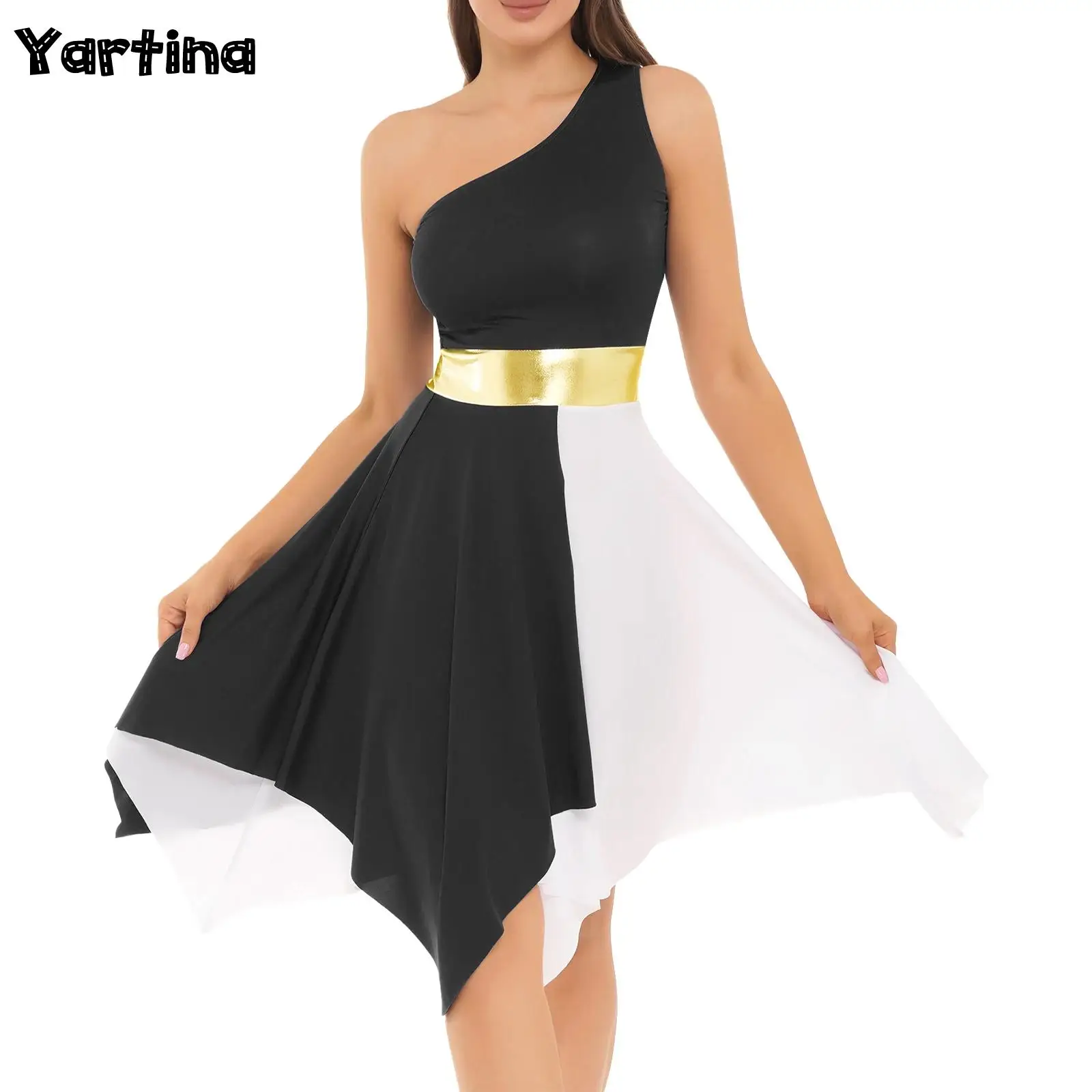 Womens Ballet Dance Costume Etiquette Praise Lyrical Liturgical Worship Church Party Tunic Dress