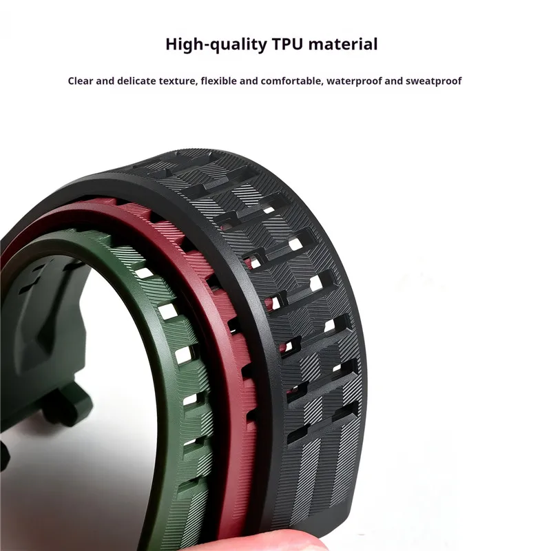 Premium Waterproof TPU Watch Band with Metal Ring for Sport Watches - Includes Resin Strap and Tools