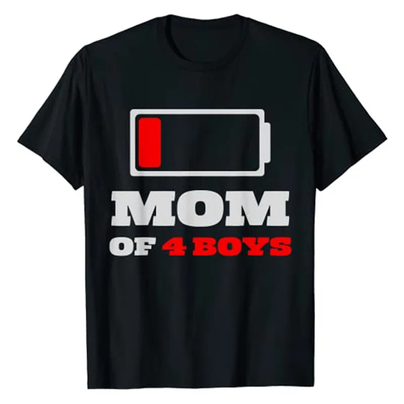 

Mom of 4 Boys T-Shirt Funny Mother's Day Gift From Daughter and Son Mama Boy Graphic Tee Tops Cool Sayings Quote Graphic Outfits