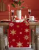 Christmas Gold Snowlfakes Linen Table Runner Holiday Party Decor Winter Xmas Kitchen Dining Table Runners Christmas Decorations 2