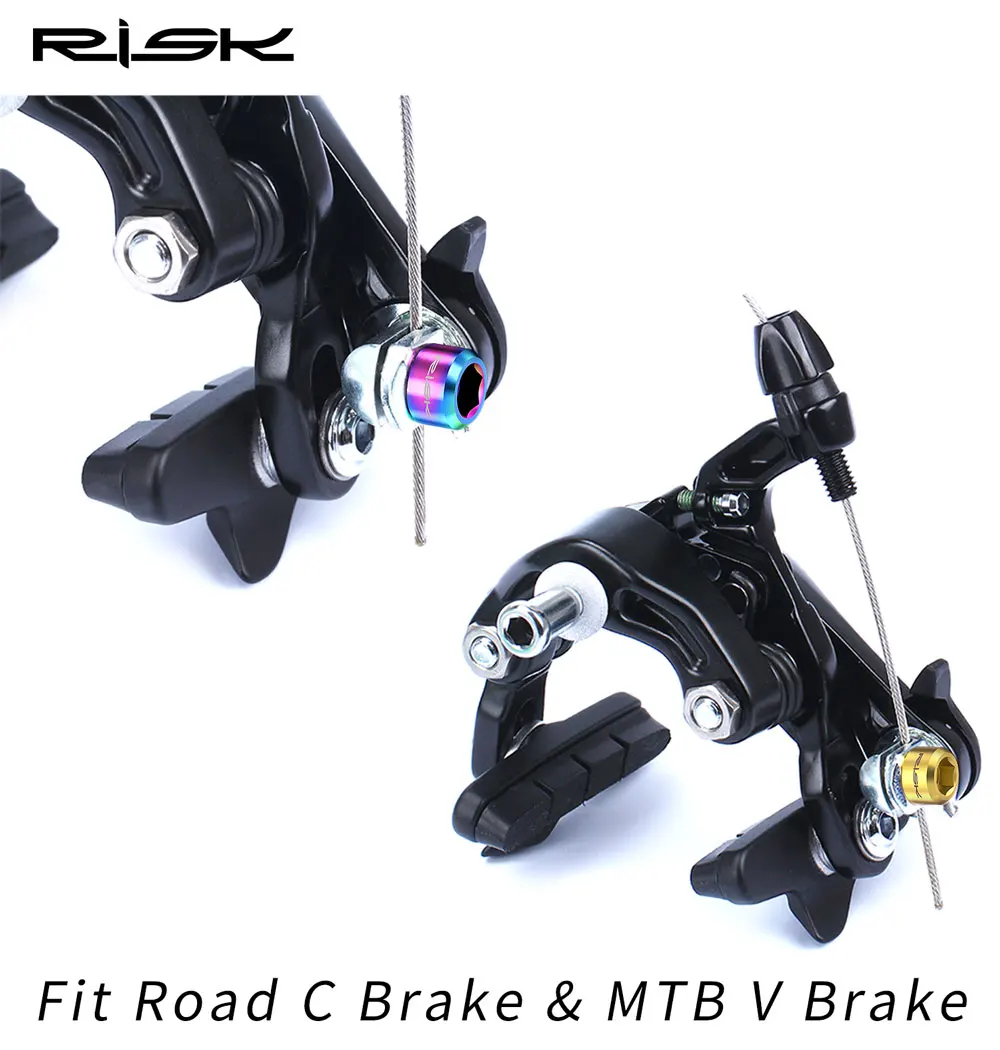 Risiko MTB Fahrrad 2 stücke V Brems Draht Befestigungs Bolzen Straße Fahrrad C Bremse Innen Linie Feste Schraube TC4 Titan M6 * 10mm Draht Drücken Schrauben – Detail 5