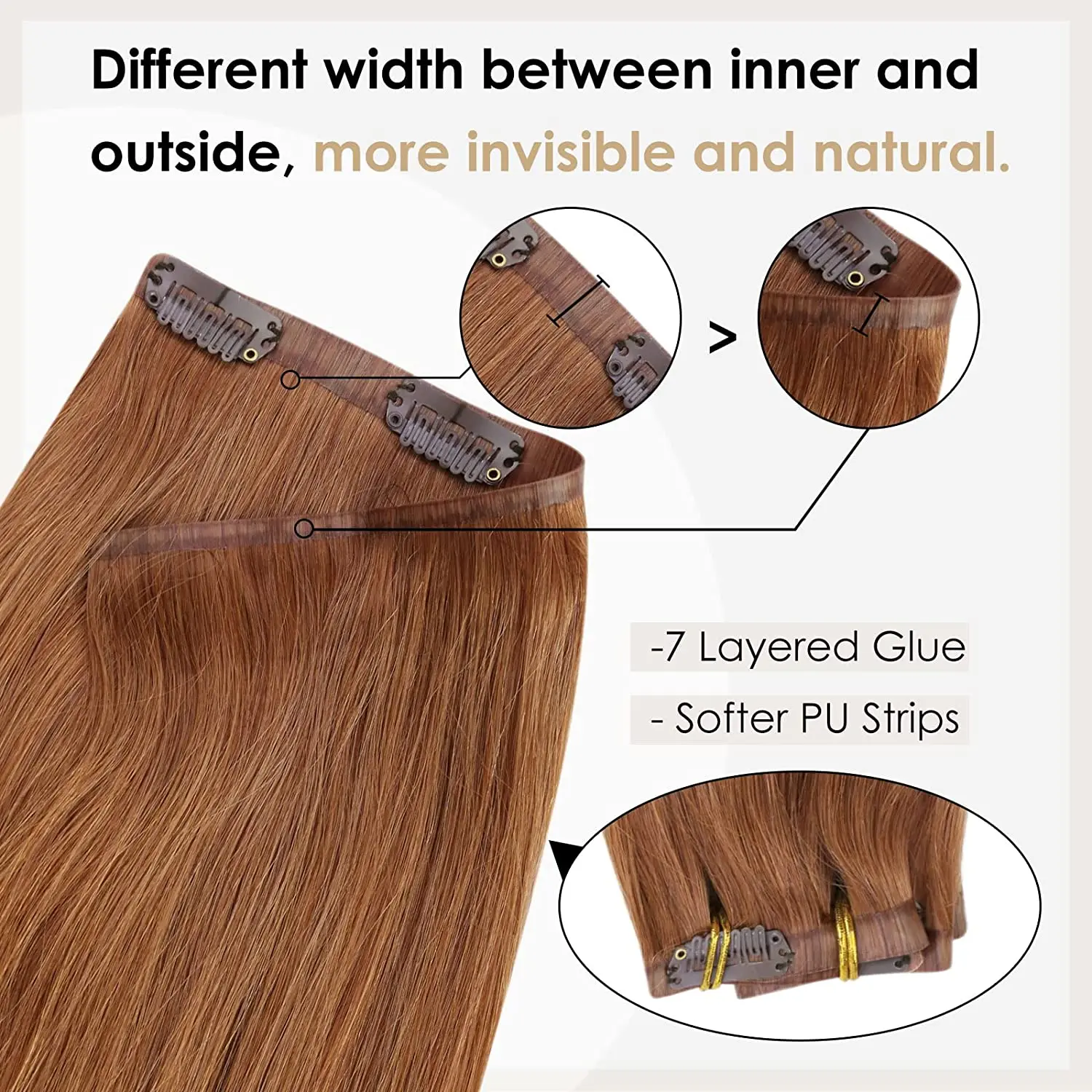 Full Shine Seamless Clip in Hair Extensions Human Hair 8Pcs 120G Clip In Human Extensions Ombre Blonde Color PU Remy Weft hair extensions