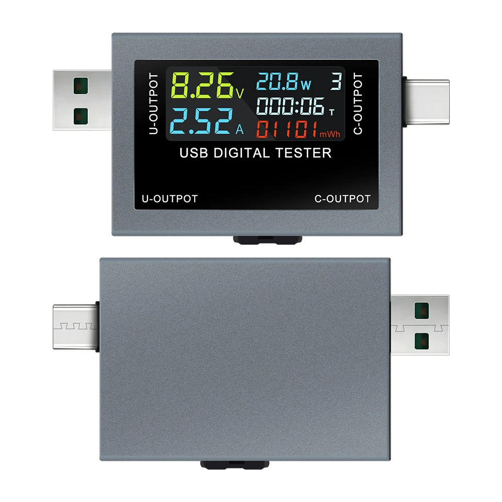 DC430V 전압 전류 전력 측정기 USB Type-C 테스터 컬러 스크린 전압계 전류계 보조 배터리 충전 감지기 표시기