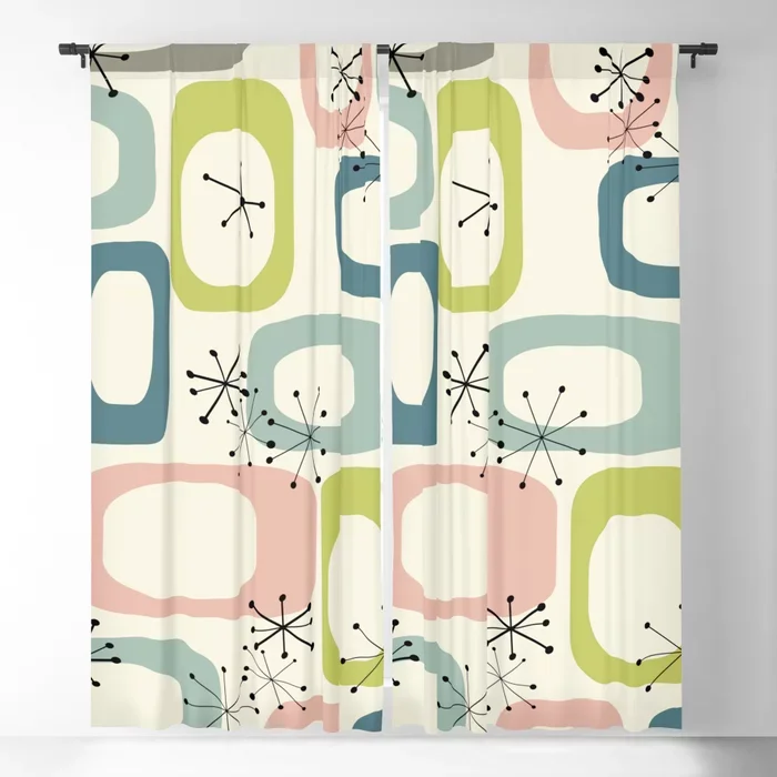

Mid Century Modern Shapes #society6 Blackout Curtain 3D Print Window Curtains for Bedroom Living Room Decor Window Treatments