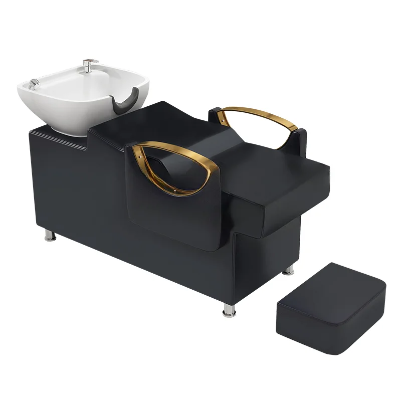 

Shampoo Bed Stainless Steel Ceramic Basin Semi-reclining Flushing Bed