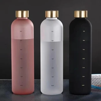 1 Liters Water Bottle Motivational Drinking Bottle Sports Water Bottles With Time Marker Stickers Portable Reusable Plastic Cups 1